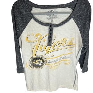 University of Missouri Tigers grey and white Henley shirt, Size XL
